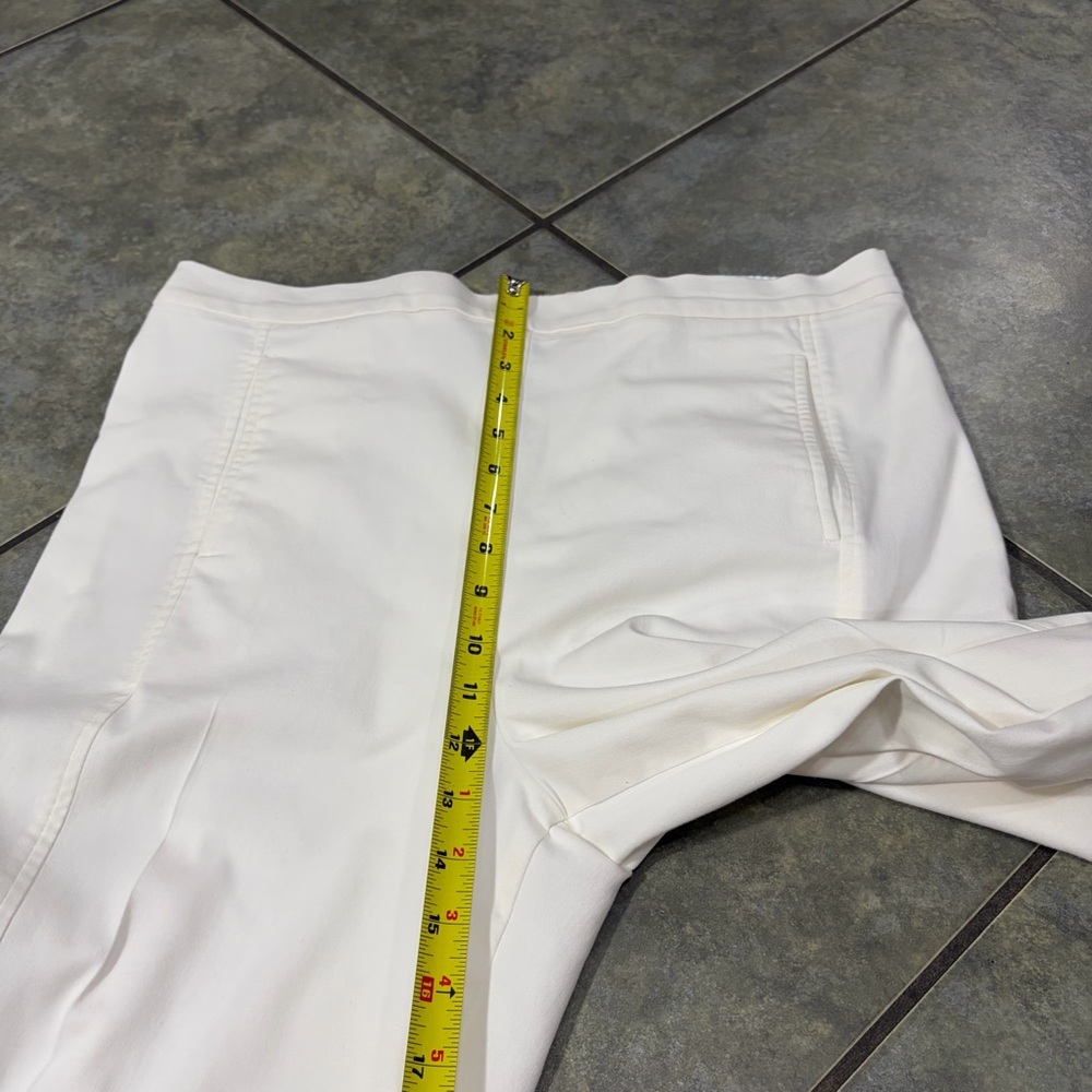 Lisa Bayne White Cropped Wide Leg Side Zip Pants Sz L Quiet Luxury Coastal - Picture 14 of 14